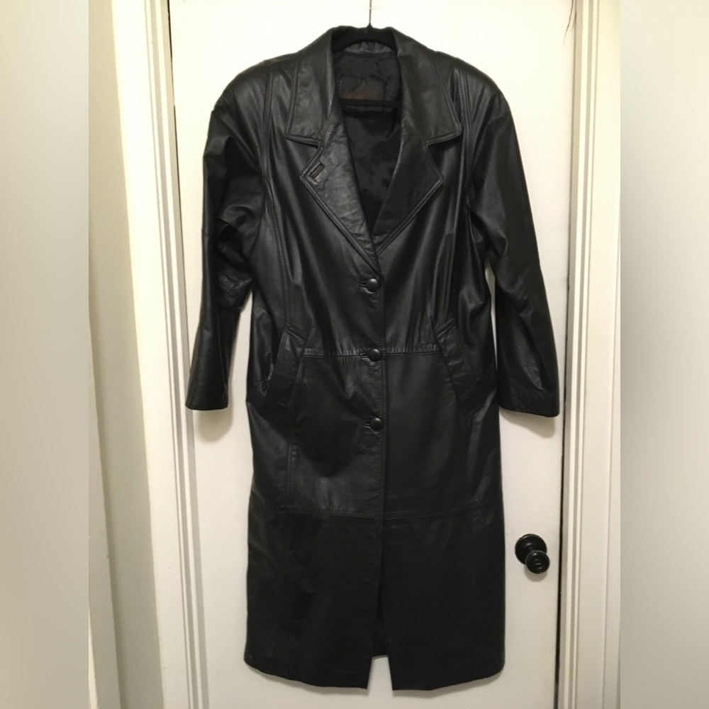 Vintage Black Leather Women's Coat